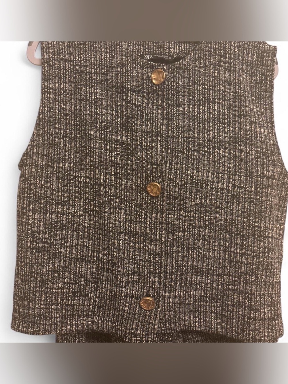Zara Black and white Tweed Button-Front Women's Set Vest M Pants L